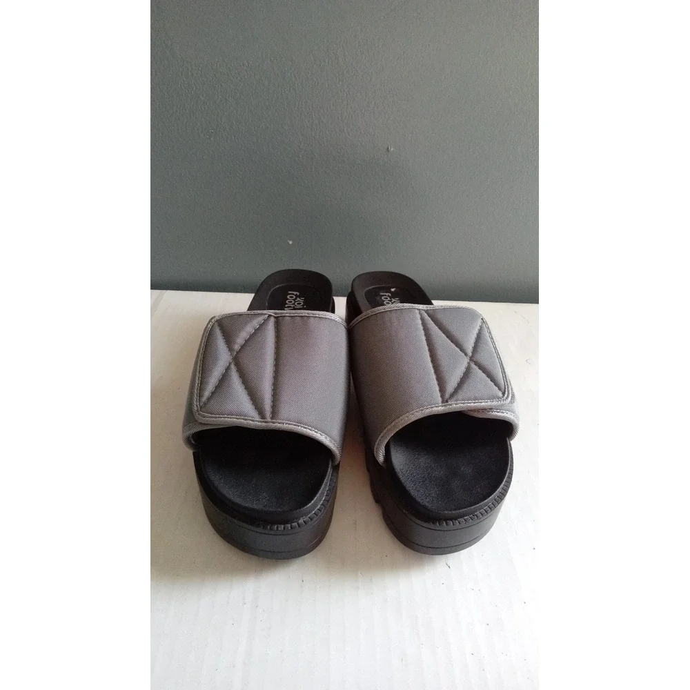 Koi Footwear‎ Grey Quilted Platform Slide Sandals Adjustable Strap Mens Womens